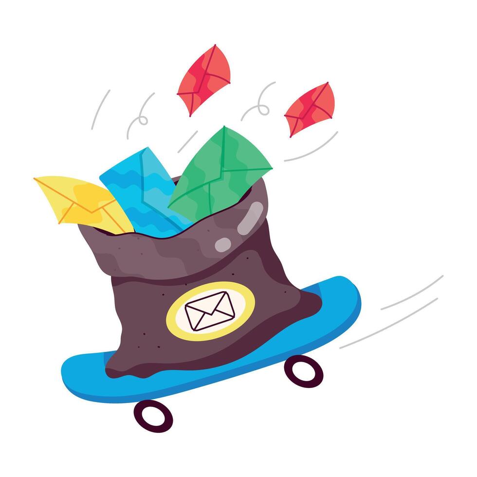 Trendy flat sticker of a mail bag vector
