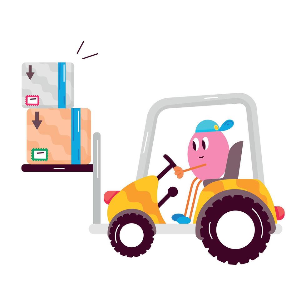Easy to edit flat sticker of a forklift truck vector