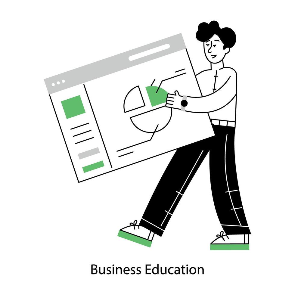 Premium linear mini illustration of business education vector