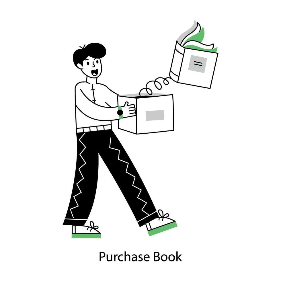 A scalable outline mini illustration of purchase book vector