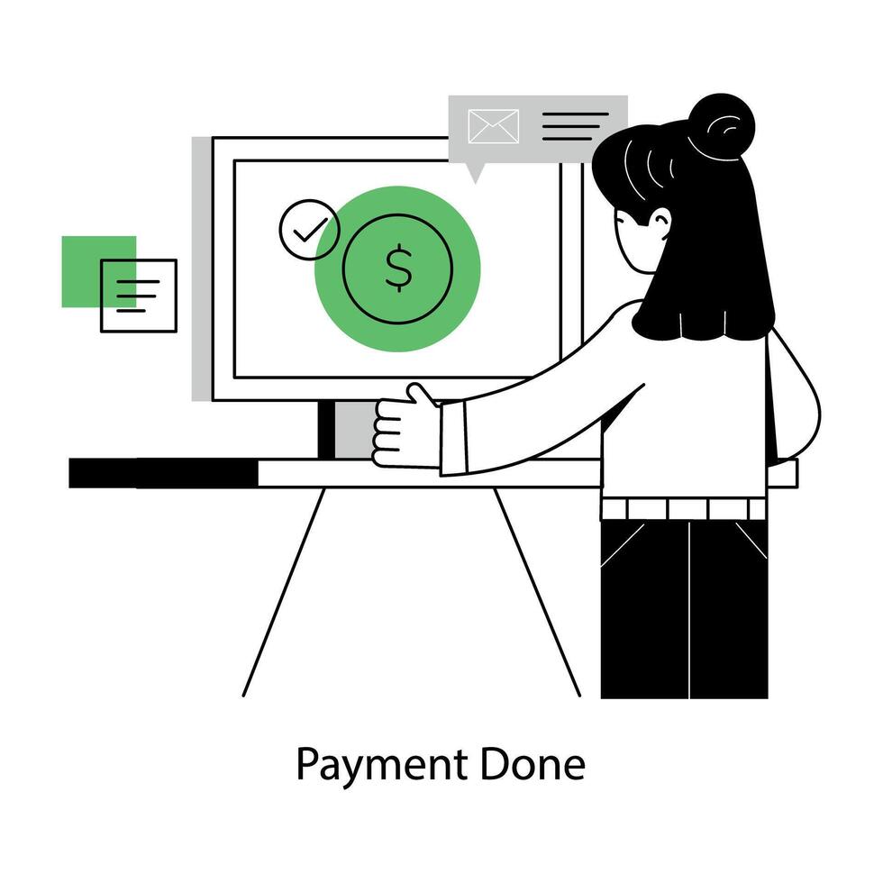 Grab this line mini illustration of payment done vector
