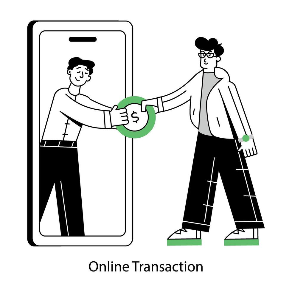 Download outline mini illustration of online transaction vector