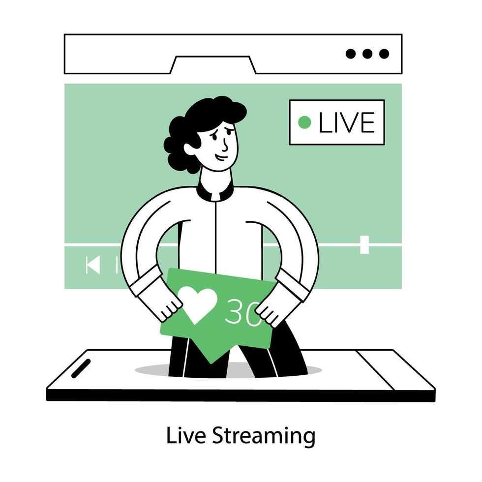 Premium outline mini illustration of live streaming vector