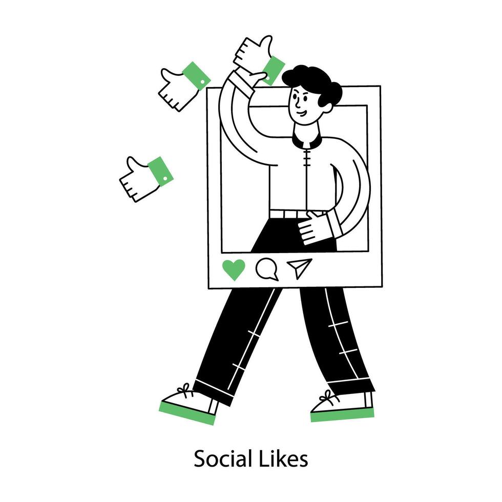 Check this linear mini illustration of social likes vector