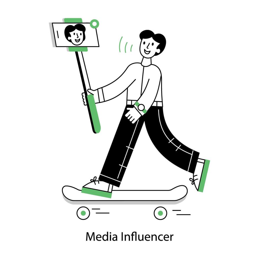 Latest outline mini illustration of media influencer vector