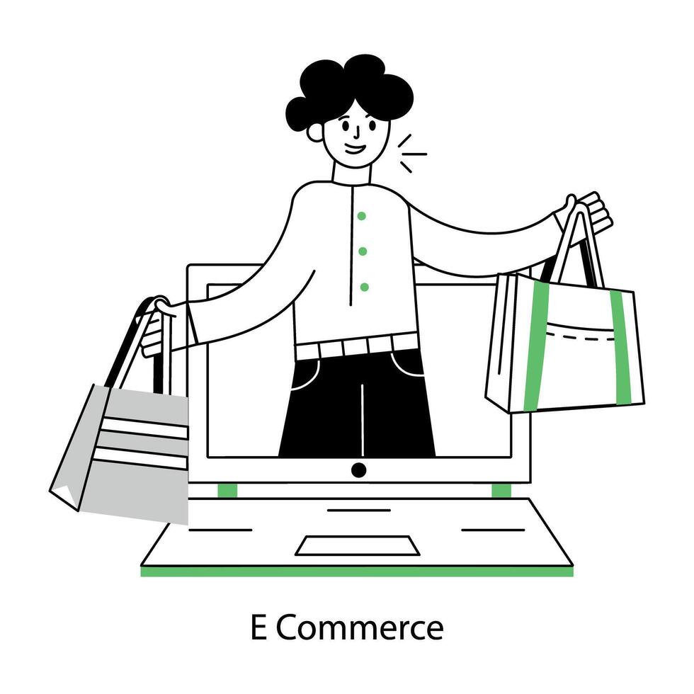 Premium outline mini illustration of e commerce vector