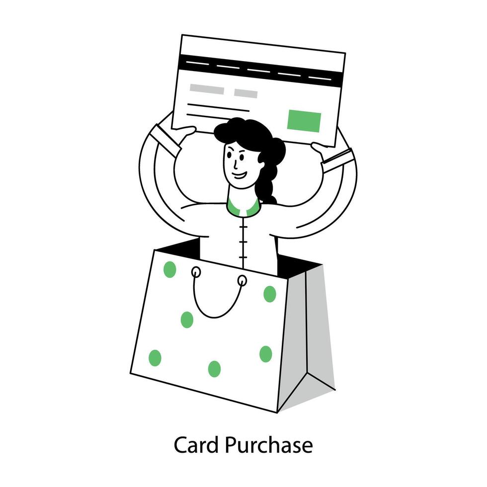 Trendy outline mini illustration of card purchase vector