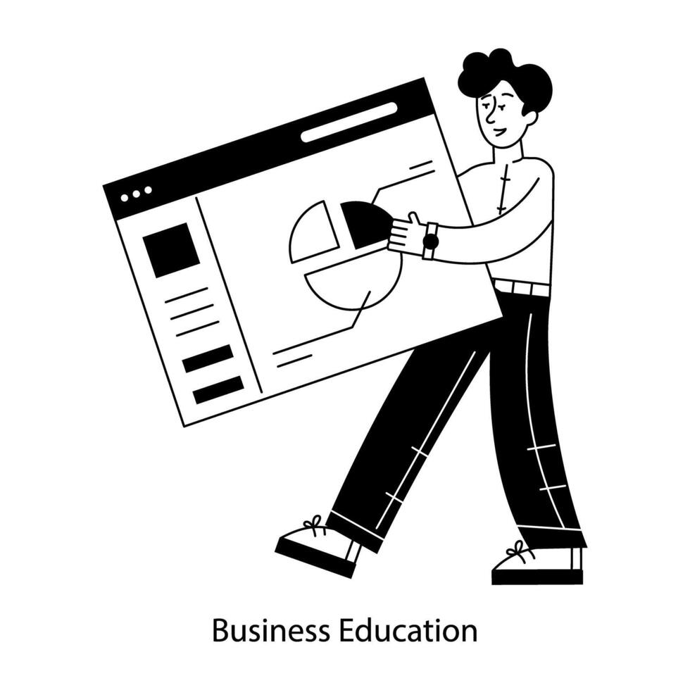 Premium linear mini illustration of business education vector