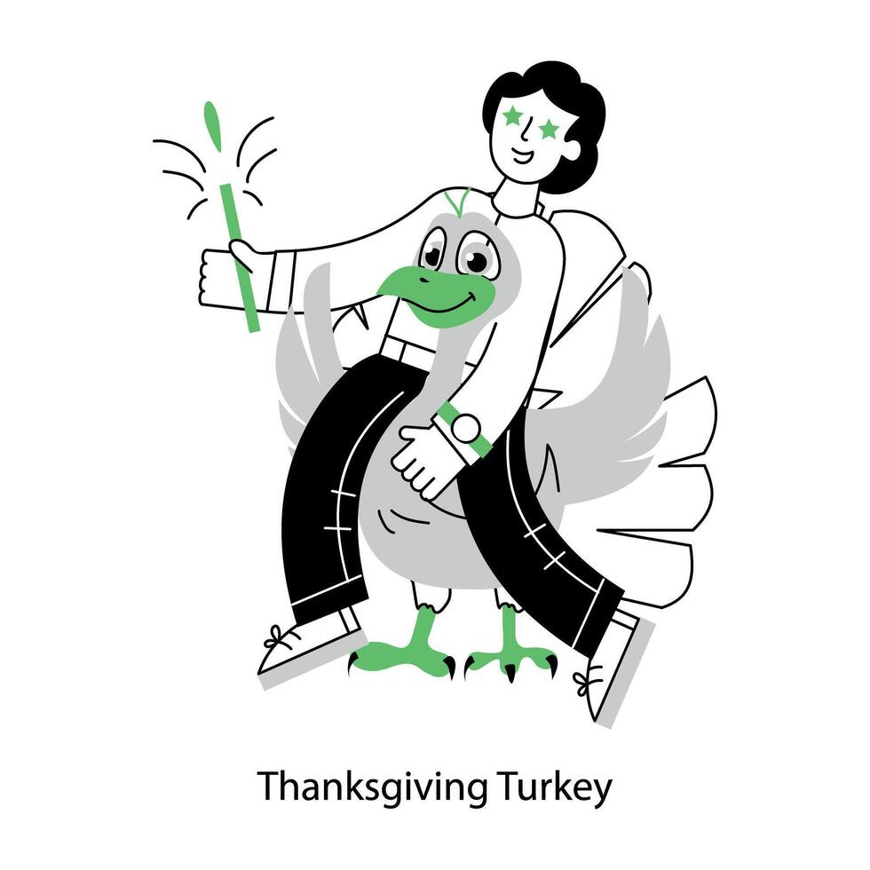 Grab this linear mini illustration of thanksgiving turkey vector