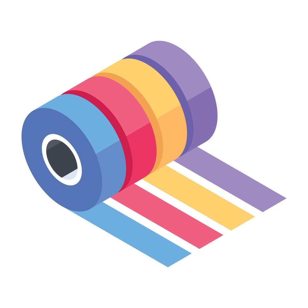 An isometric style icon of colourful tape rolls vector