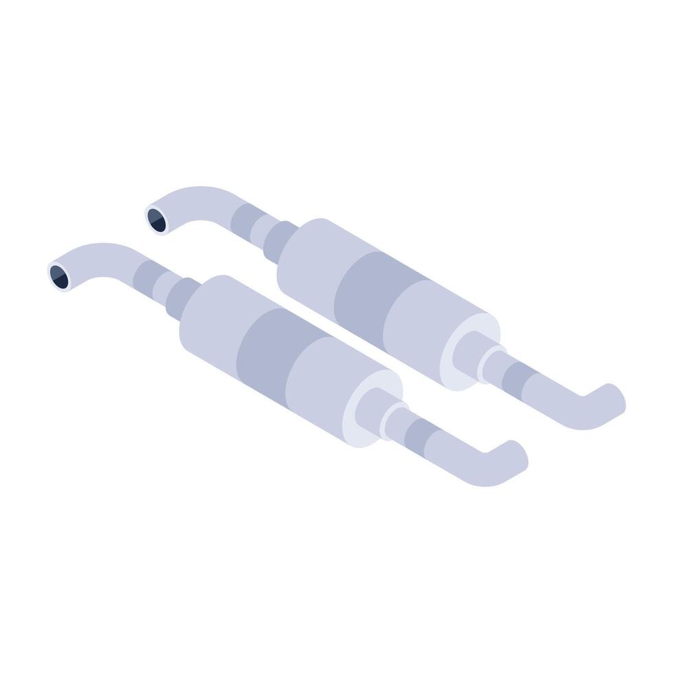 Grab this isometric icon of exhaust pipes vector