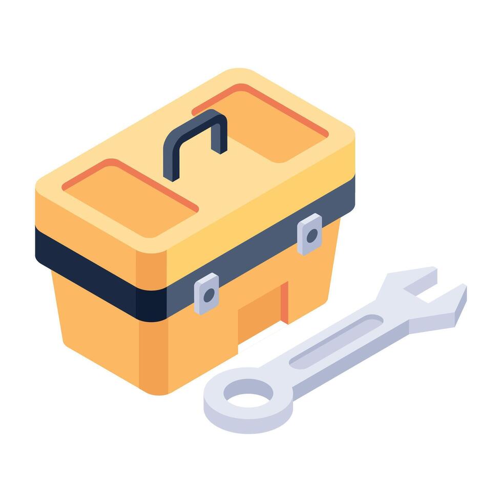 Ready to use isometric icon of a toolbox vector
