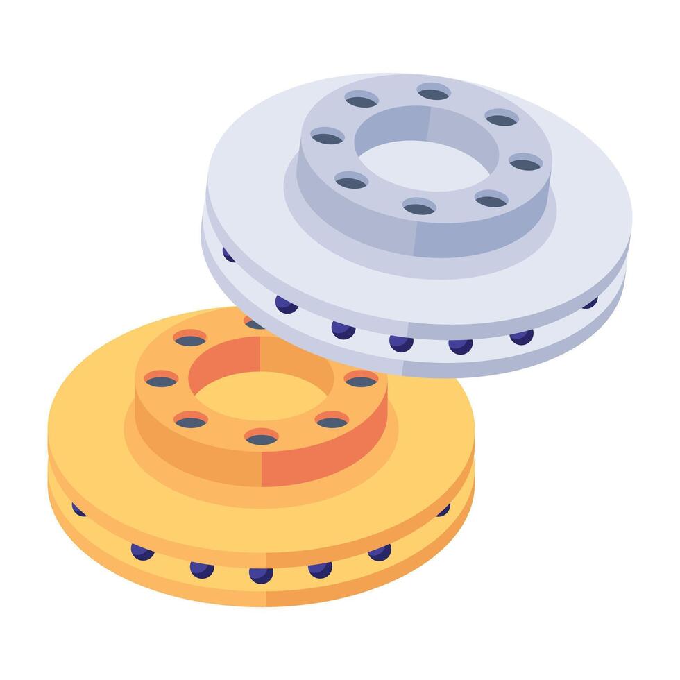 Modern isometric icon of brake discs vector