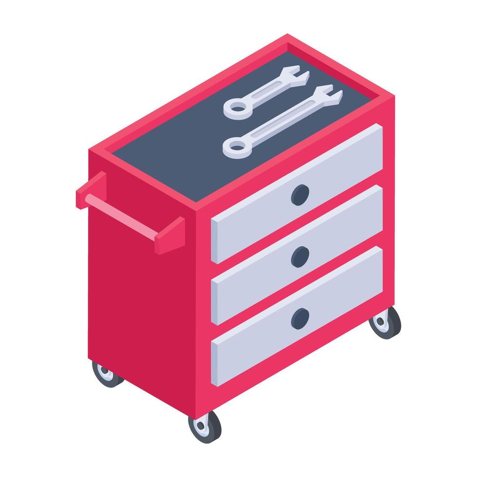 Handy isometric icon of a cabinet trolley vector