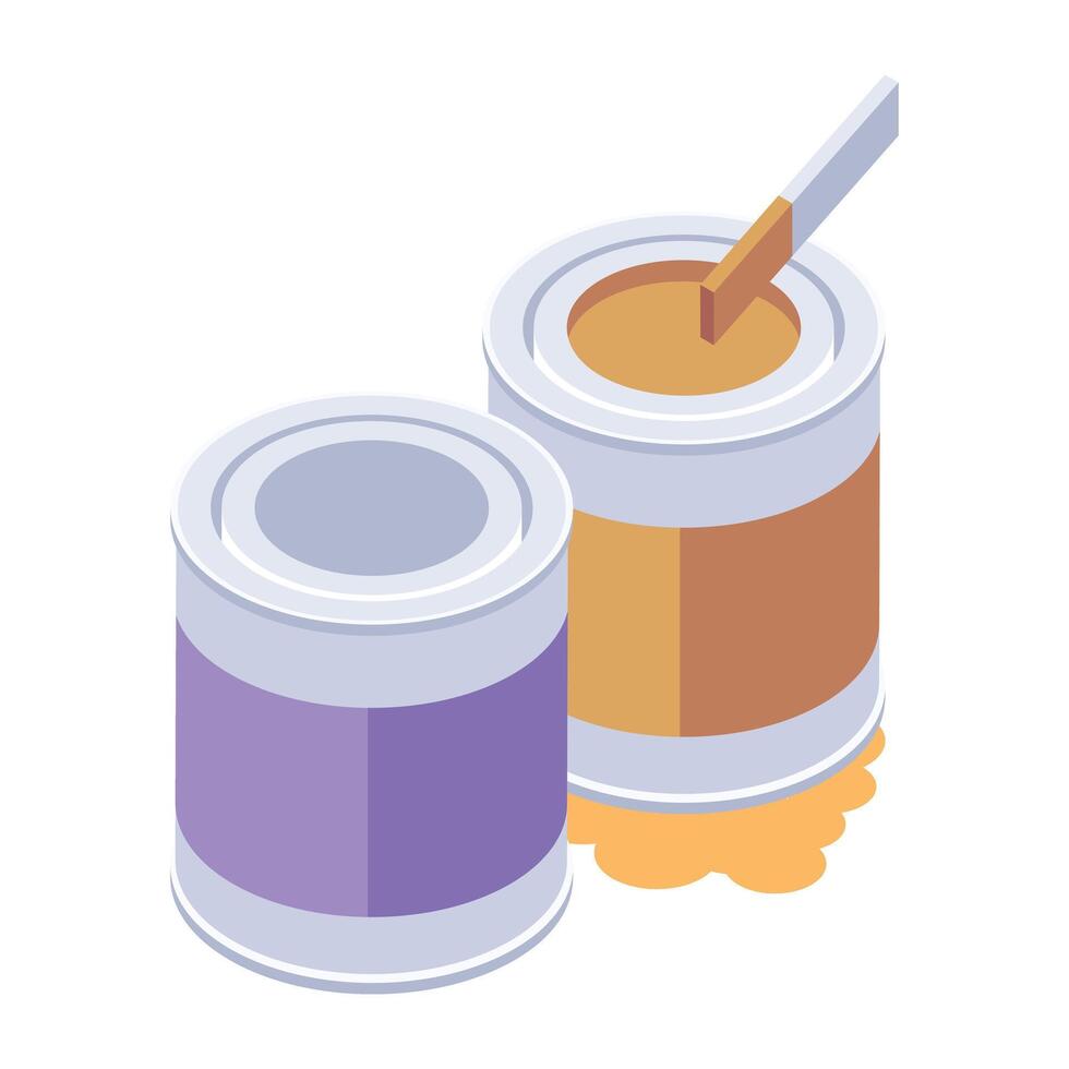 Easy to edit isometric icon of paint cans vector