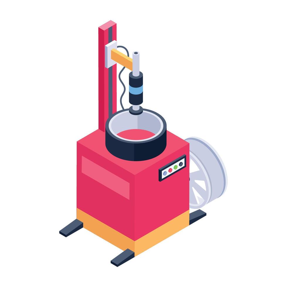 Download isometric icon of a wheel changer machine vector