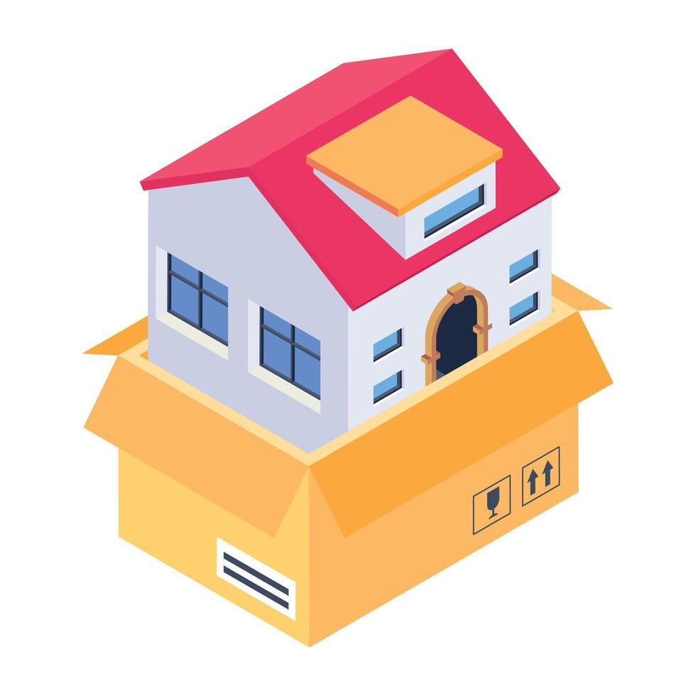 Modern isometric icon depicting wrapping house vector