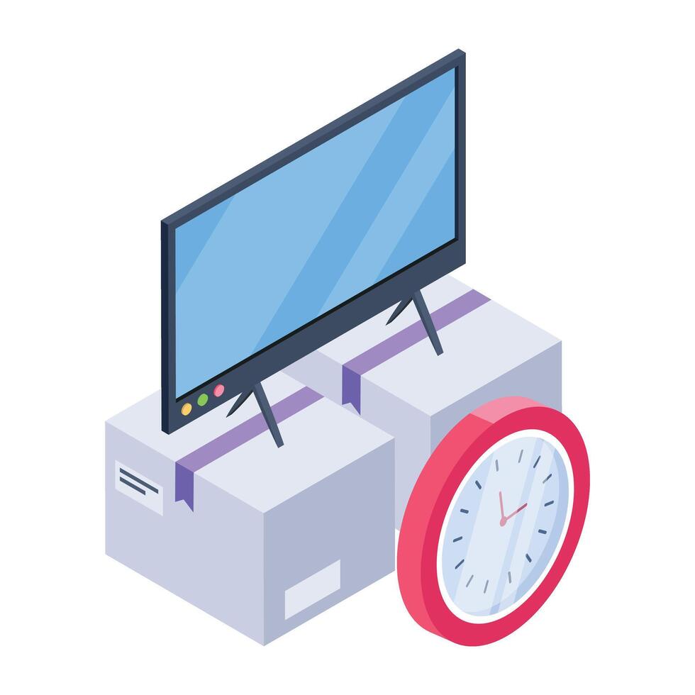 Download isometric icon of tv packing vector
