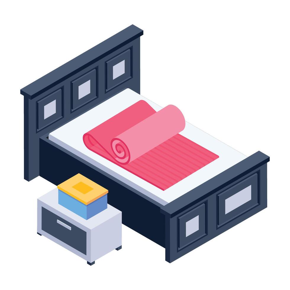 Trendy isometric icon of bedroom furniture vector