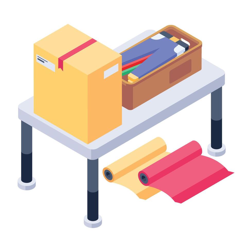 Handy isometric icon depicting clothes packing vector