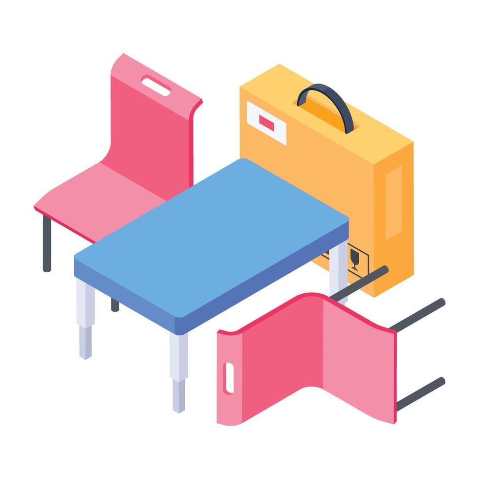 Grab this isometric icon of packing table vector