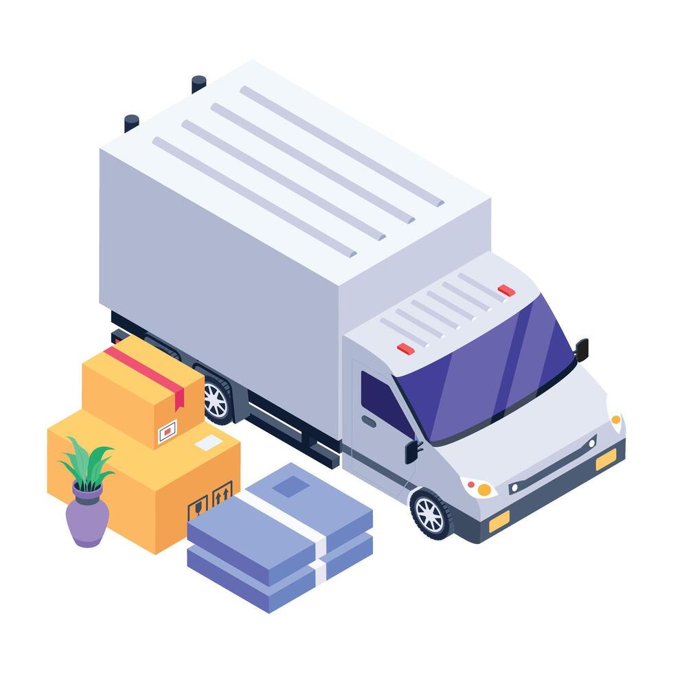 Modern isometric icon of a lorry truck vector