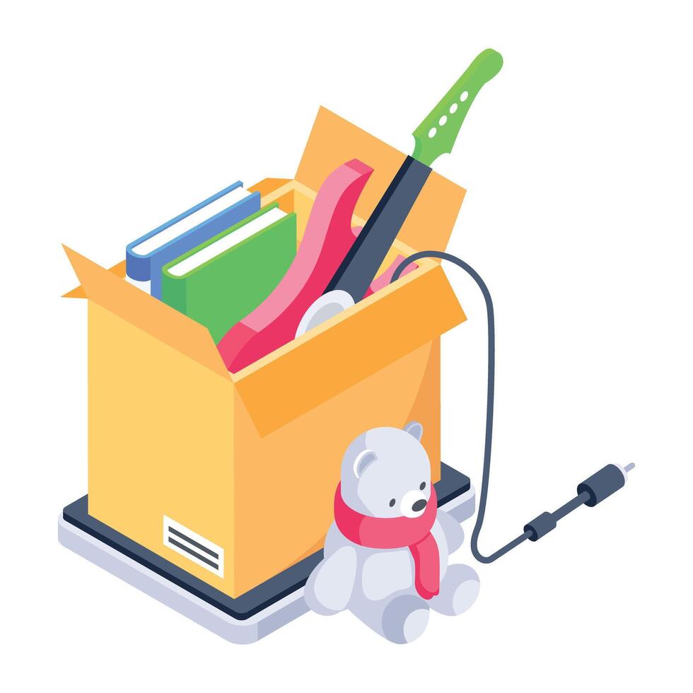 Premium isometric style icon of belongings vector