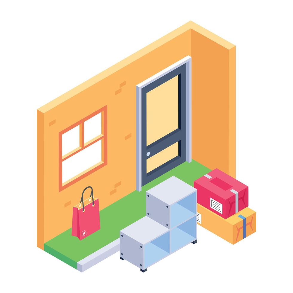Trendy isometric icon of doorstep delivery vector