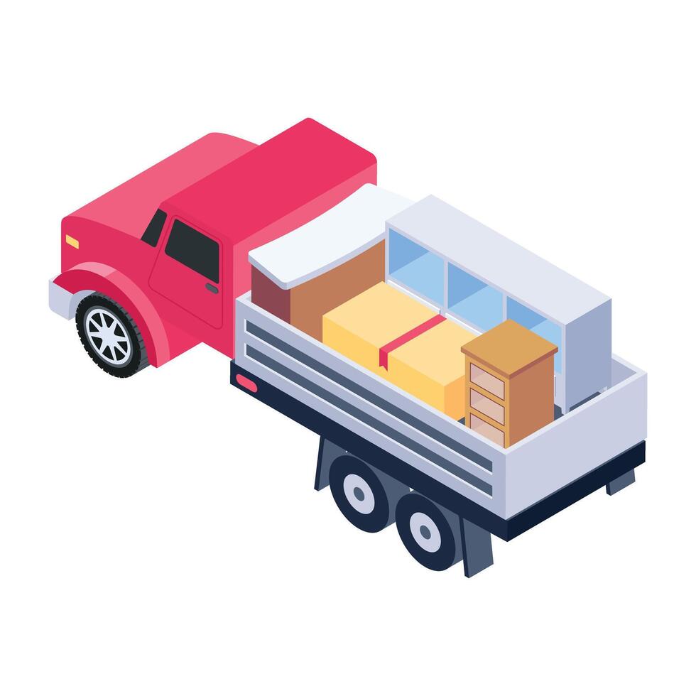 Premium isometric icon of furniture transport vector