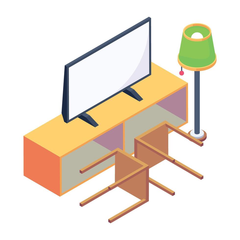 Handy isometric icon of a tv table vector