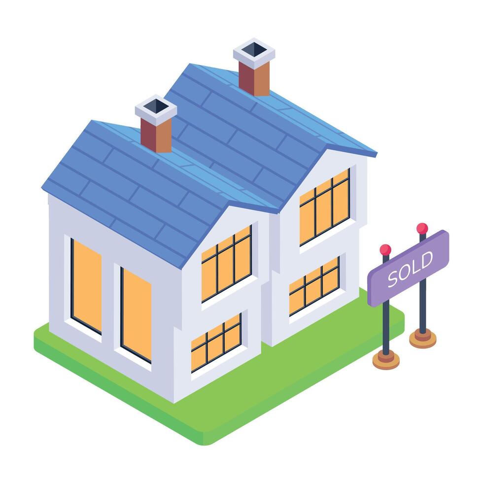 Easy to edit isometric icon of a sold building vector