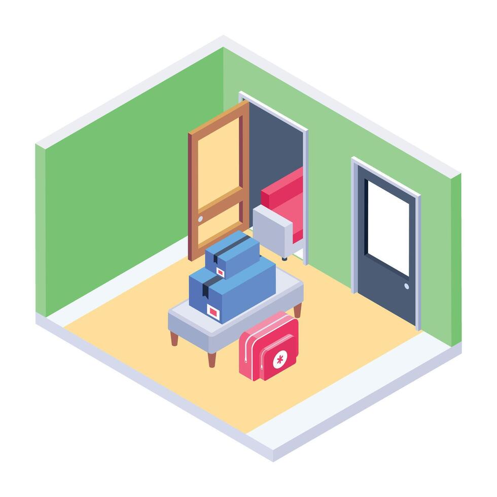 Customizable isometric icon of moving in new room vector