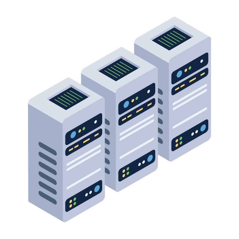 Modern isometric icon of server cabinets vector