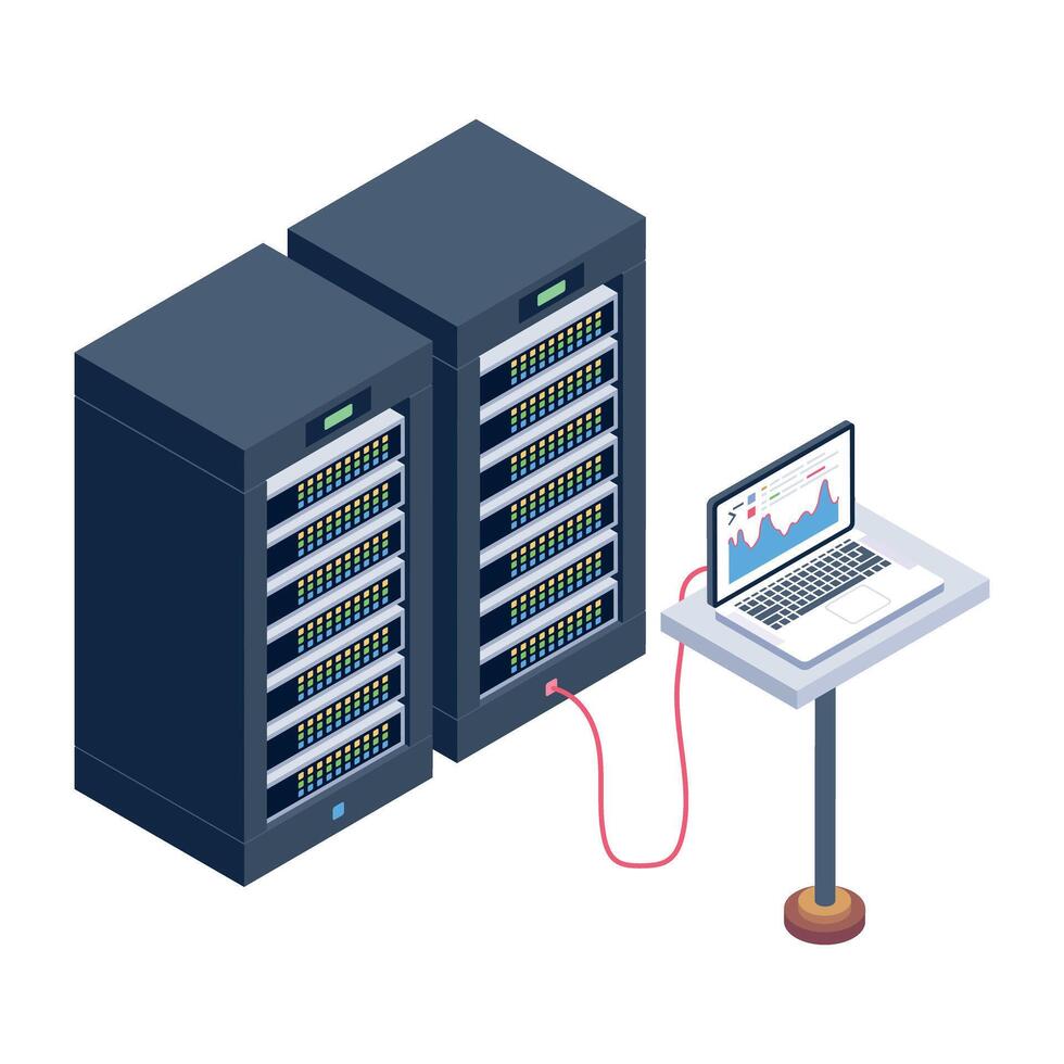 Ready to use isometric icon of server analytics vector