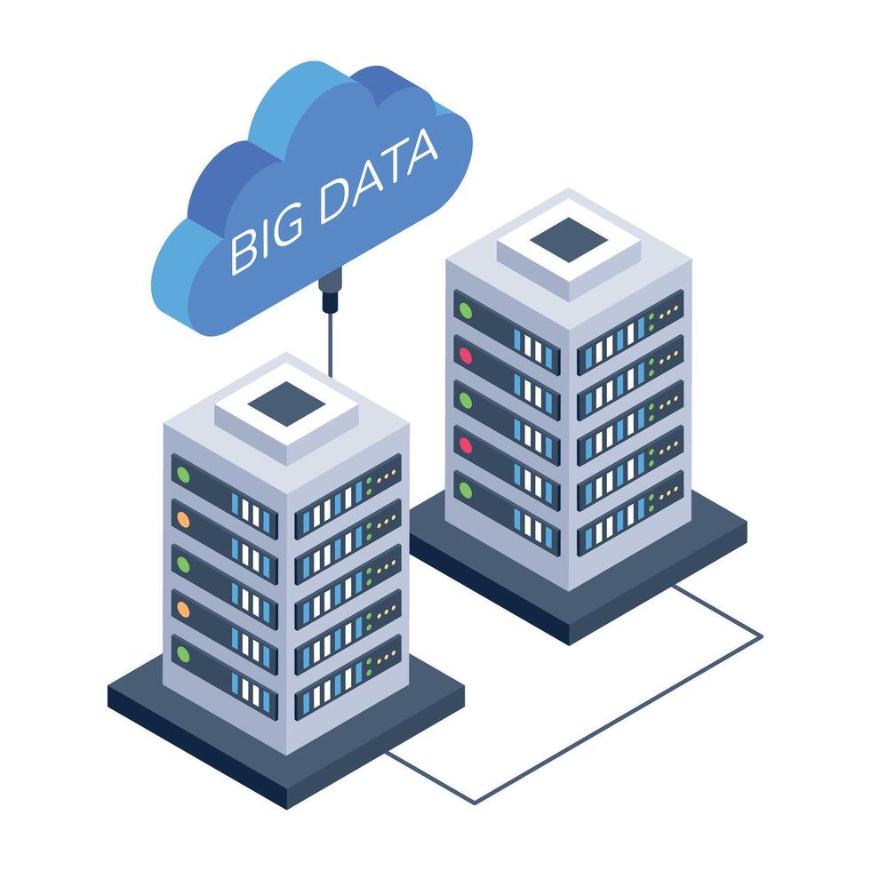 Ready to use isometric icon of big data vector