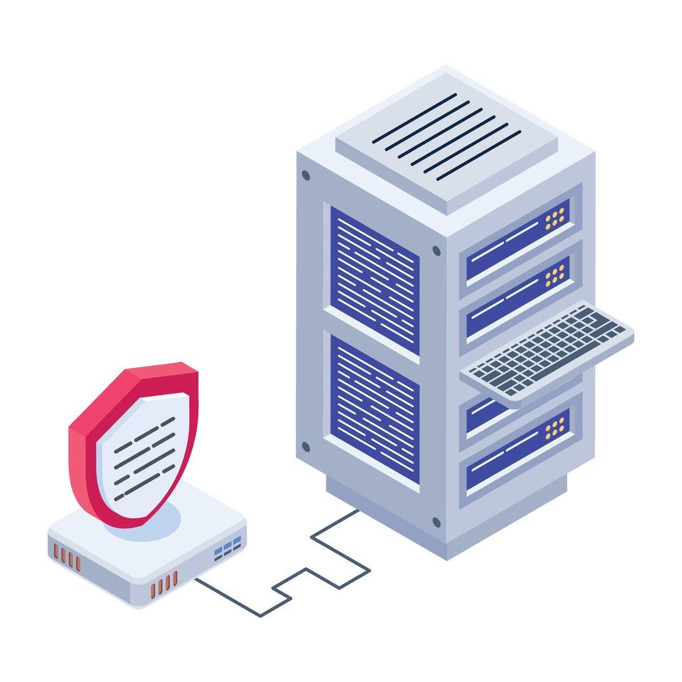Download isometric icon of server security vector