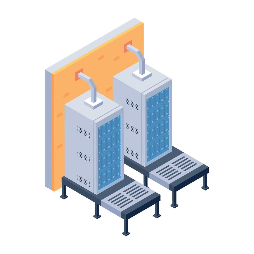 Get this isometric icon of hosting racks vector