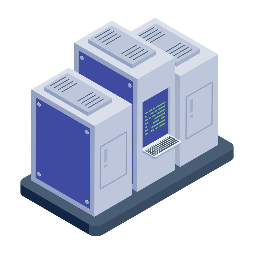 Get this isometric icon of server cabinets vector