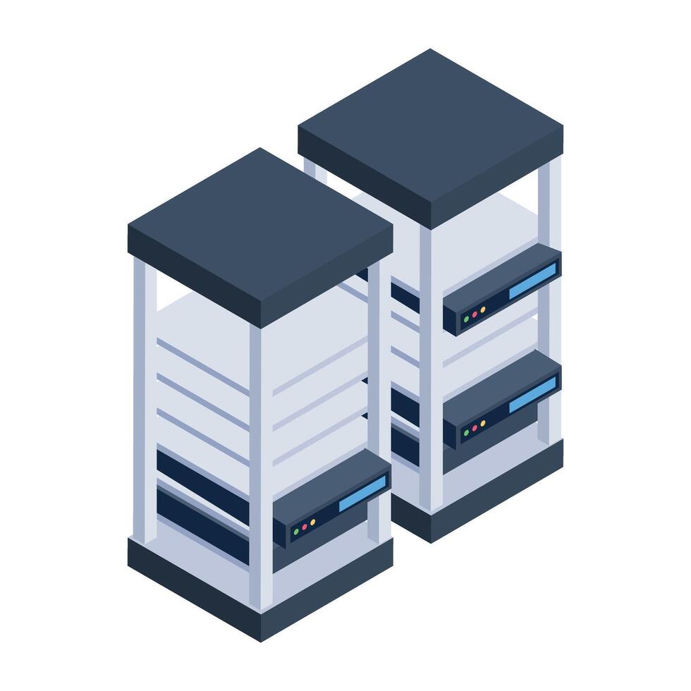 Ready to use isometric icon of network racks vector