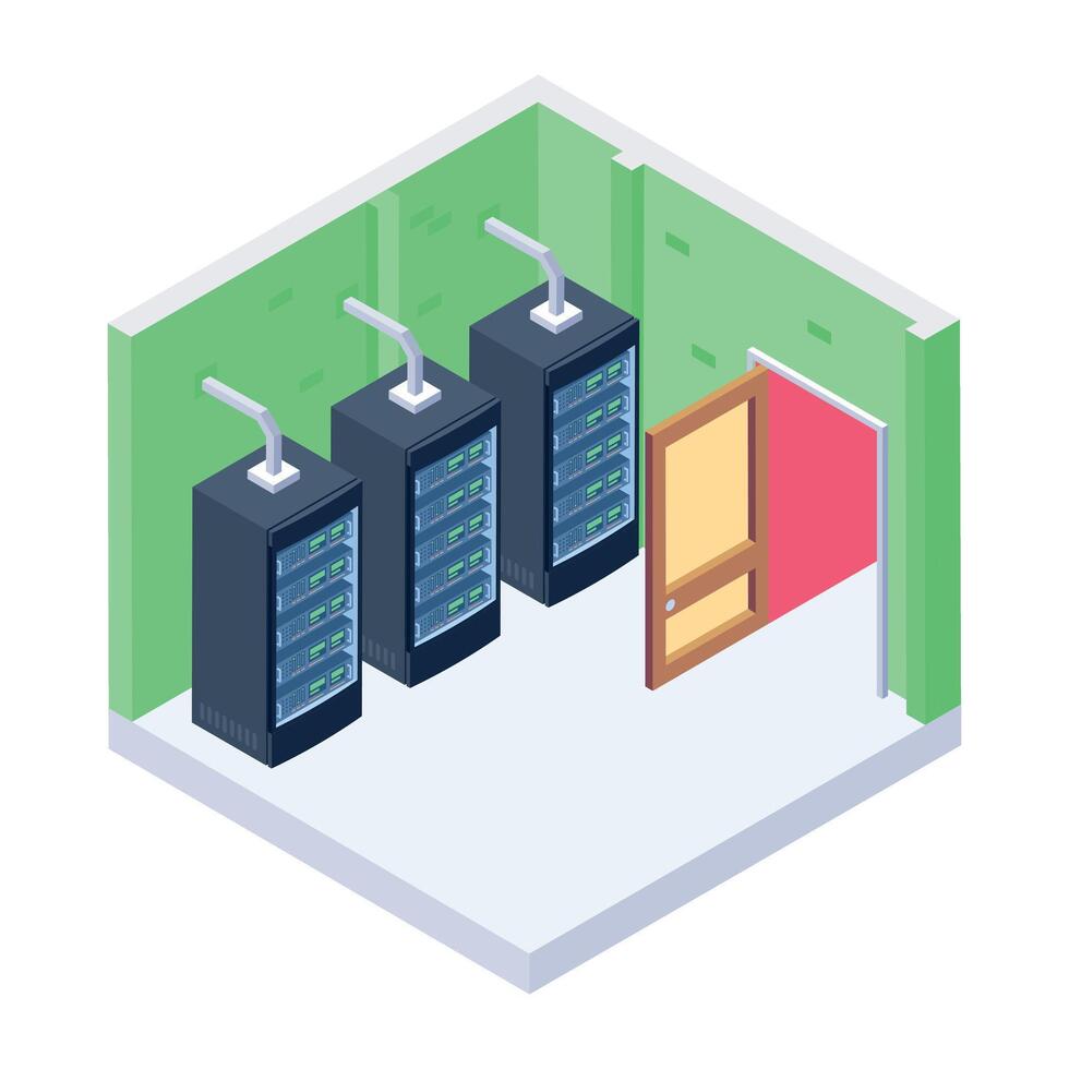 Grab isometric style icon of server room vector