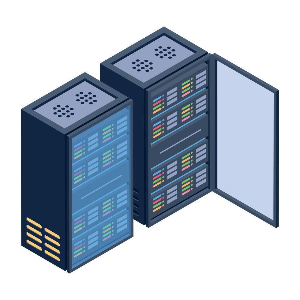Modern isometric icon of data servers vector