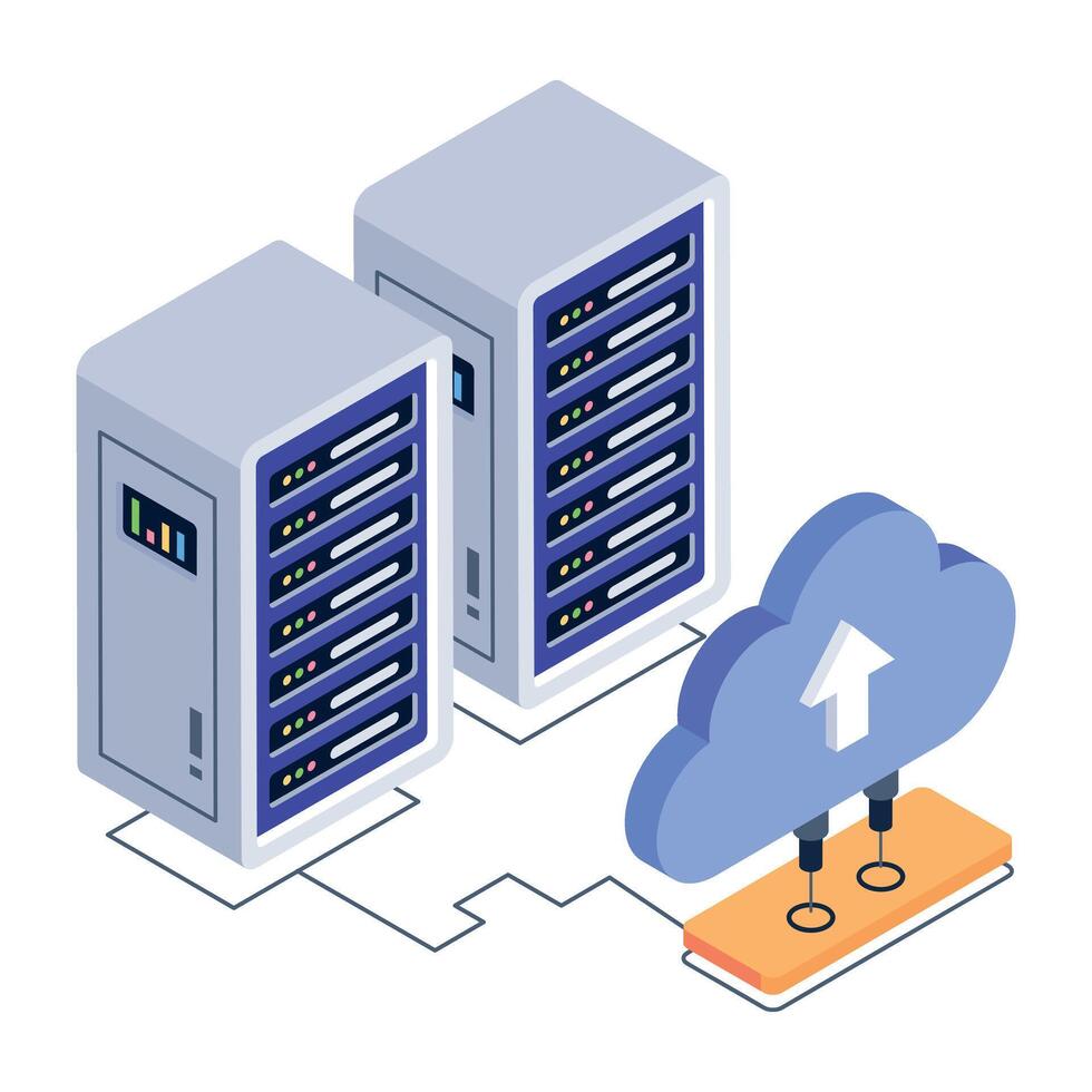 Cloud data upload, isometric style icon vector