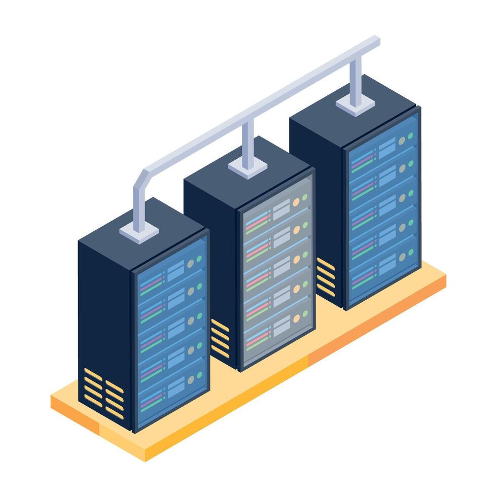 Handy isometric icon of a server farm vector