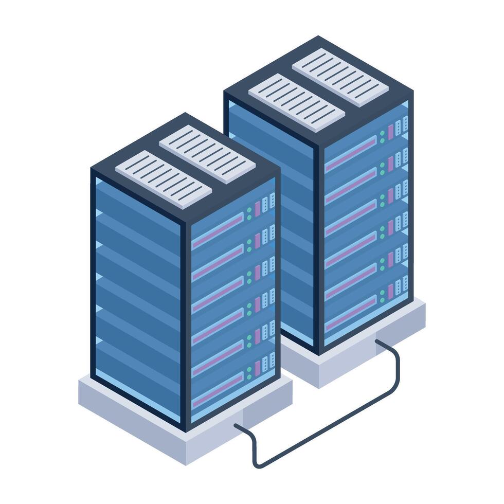 Editable isometric icon of server racks vector