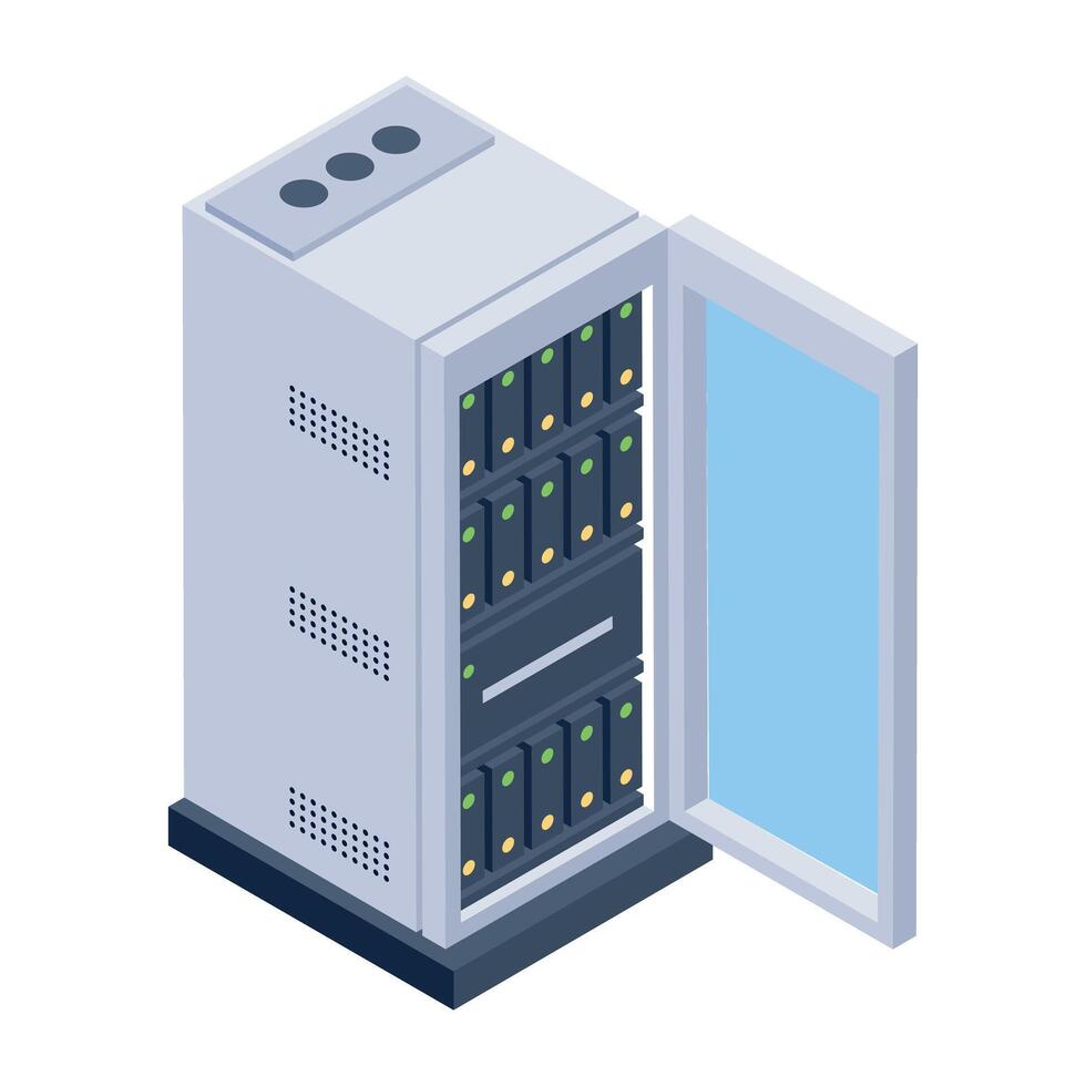 A well-designed isometric icon of server cabinet vector