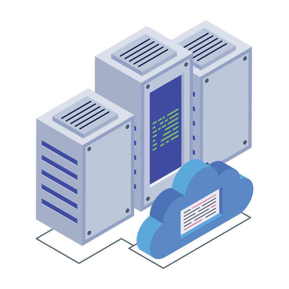 Grab this isometric icon of cloud servers vector