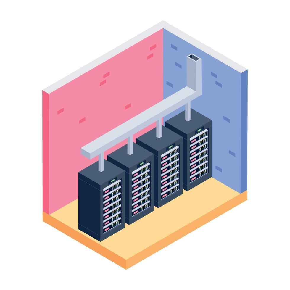 A well-designed isometric icon of server room vector