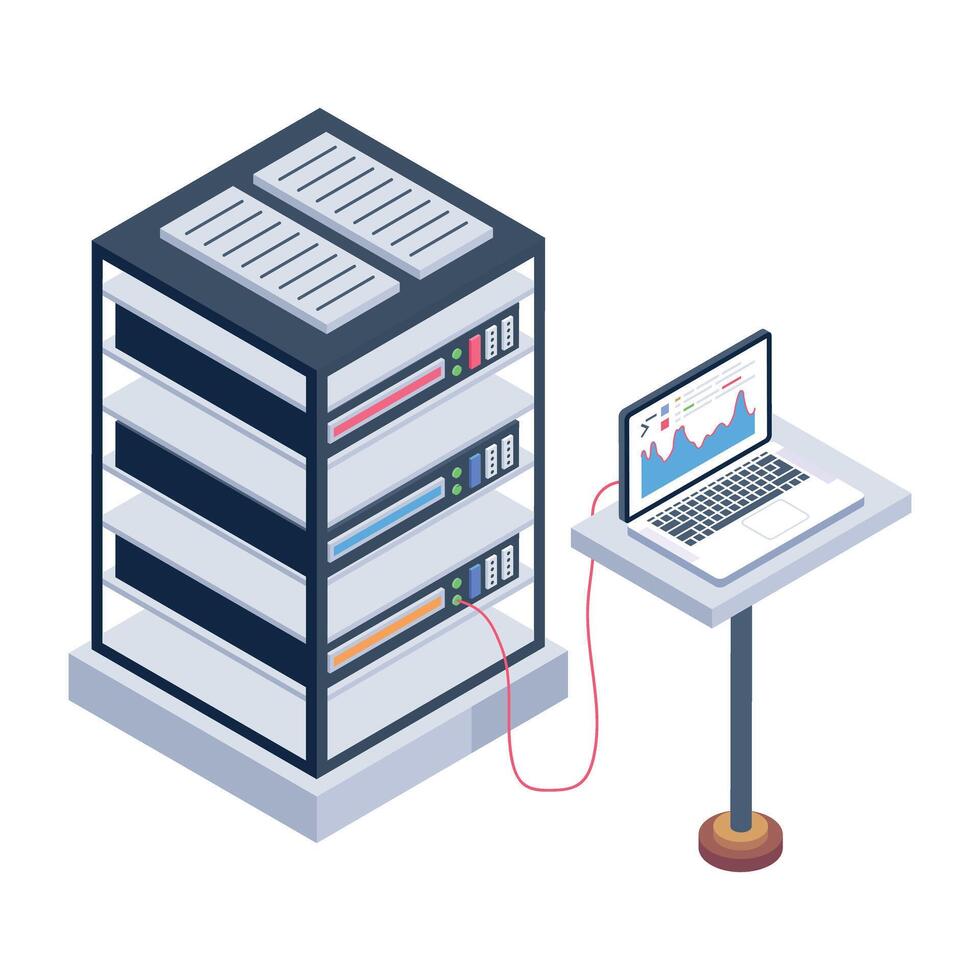 Modern isometric icon depicting server report vector