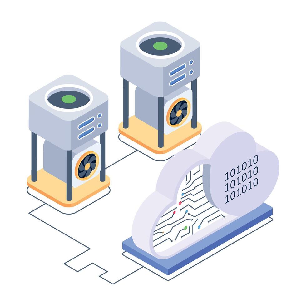 Easy to edit isometric icon of server fans vector