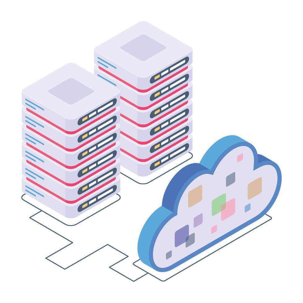 Trendy isometric icon of cloud infrastructure vector